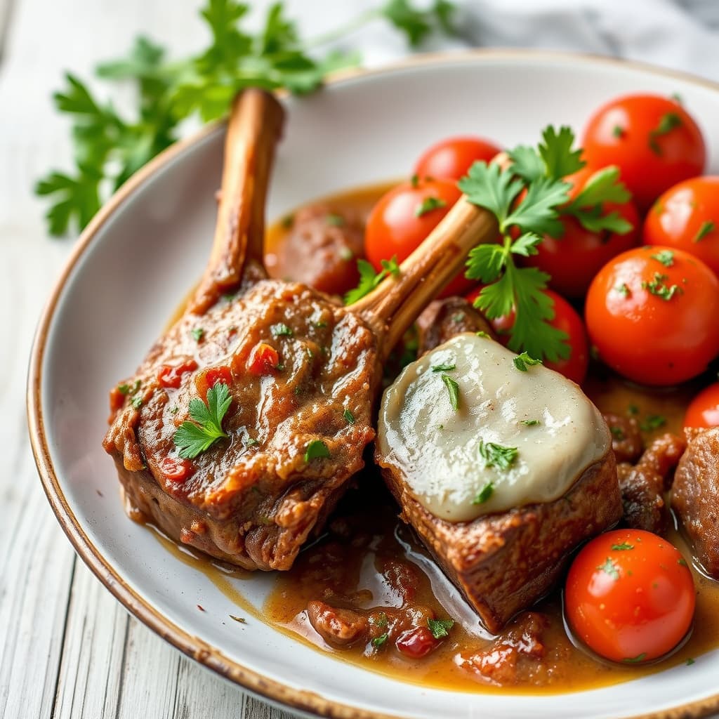 Lammelår med tomater og ferske urter