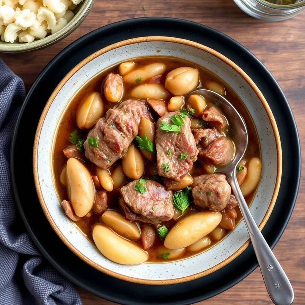 Lammestuing med kål og ferske skjellbønner