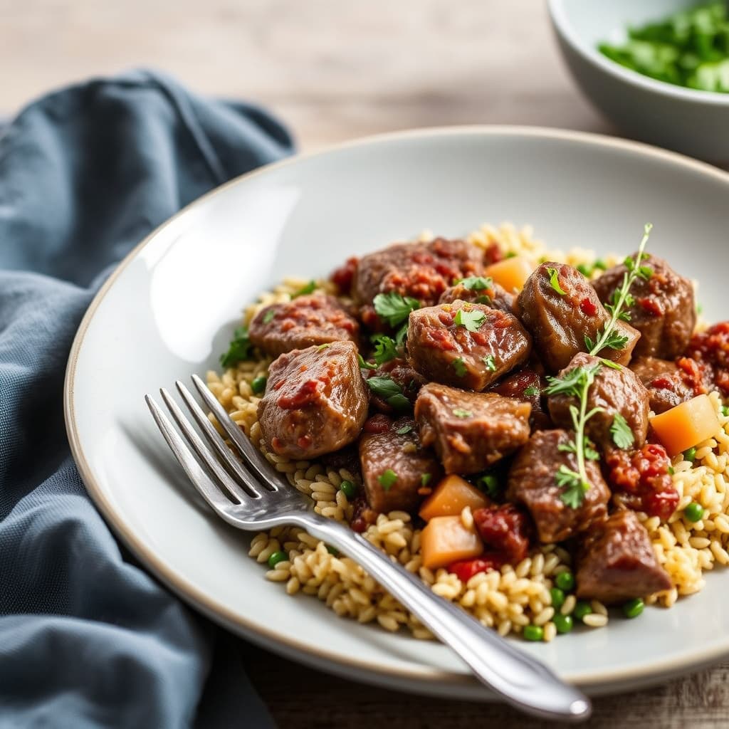 Lammestuing med vårgrønnsaker og farro