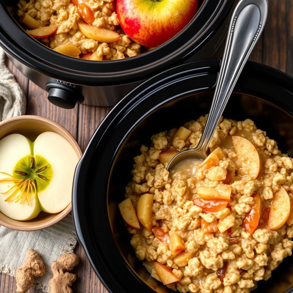 Langtidskokt havregrøt med epler og ingefær