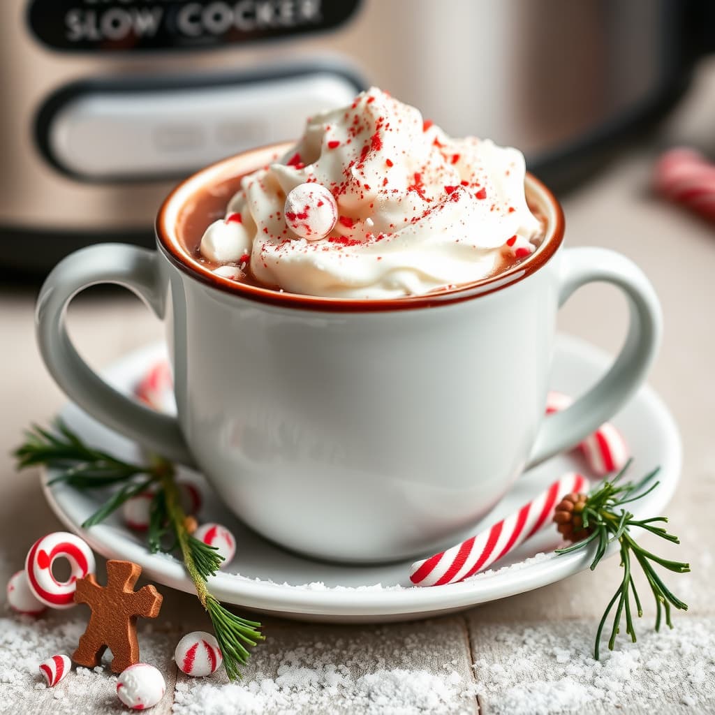 Langtidskokt peppermynte varm sjokolade