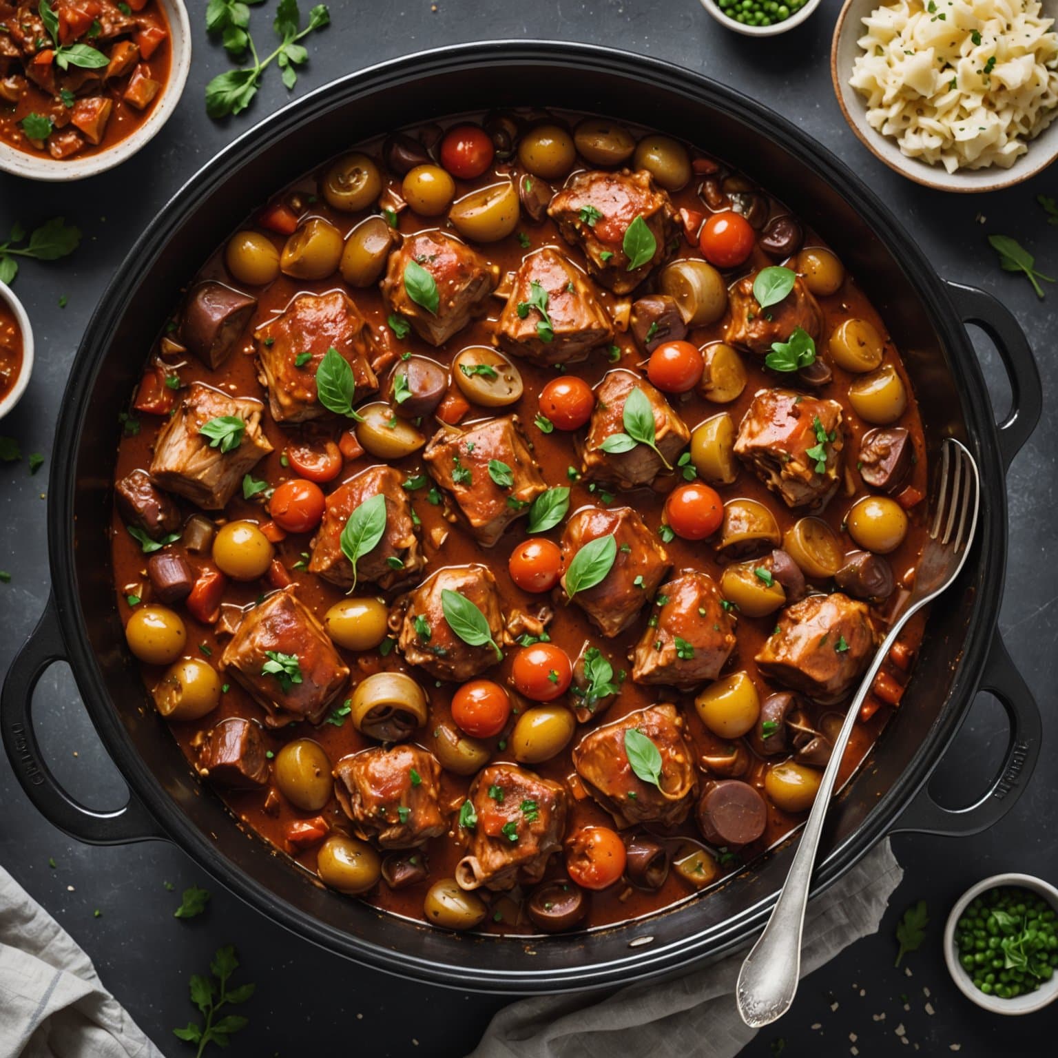 Langtidskokt svinestek med Cacciatore