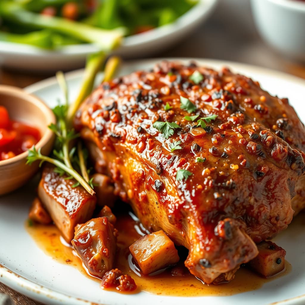 Langtidsstekt krydret svinekjøtt