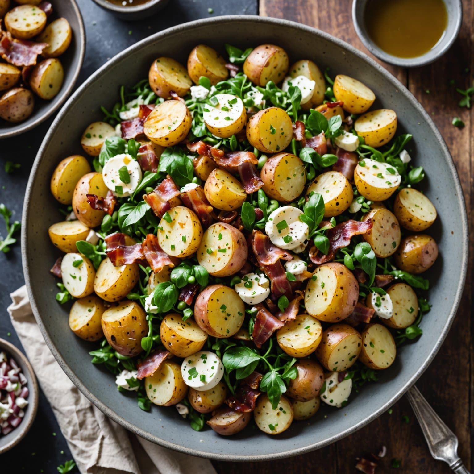 Langtidsstekt potetsalat med bacon