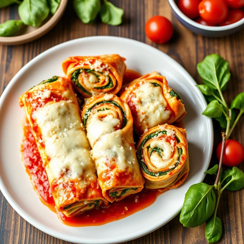 Lasagne med spinatruller