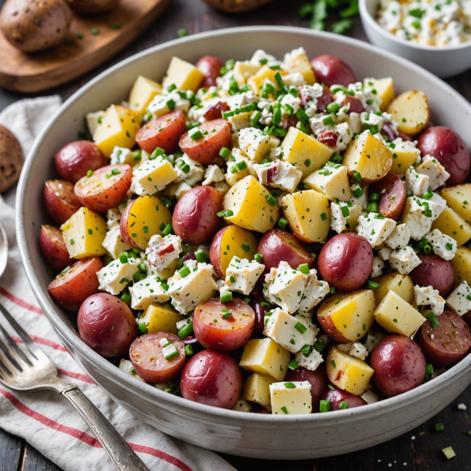 Lastet baket rød potetsalat