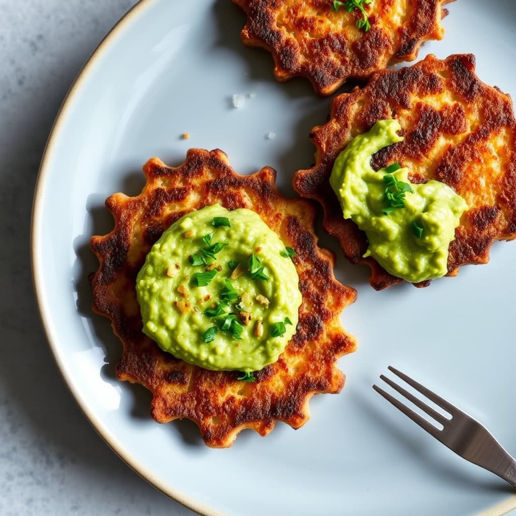 Latkes med ancho-chili-salt og vannkresseguacamole