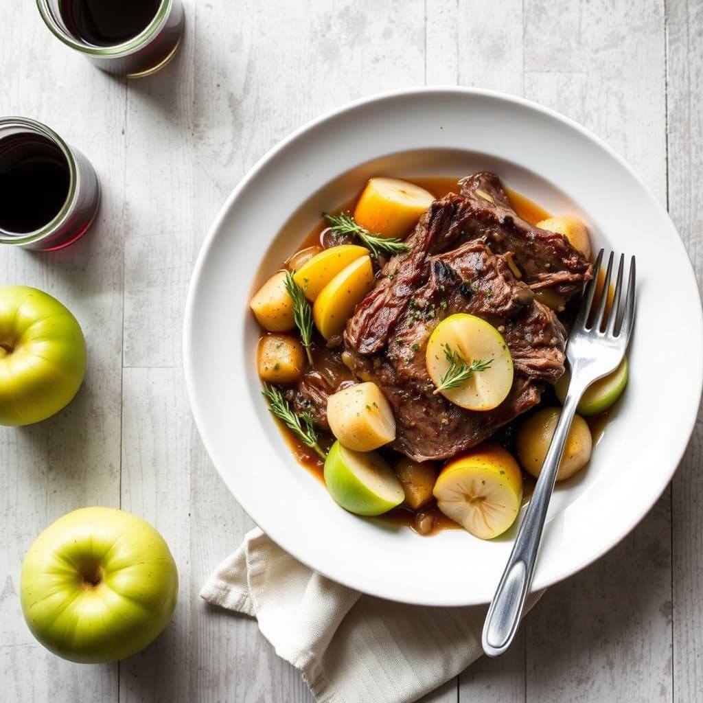 Latskapssøndag med gryterett av storfekjøtt, karve og grønne epler