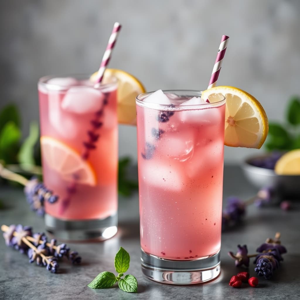 Lavendel-rosa pepperkorn-vodka med soda