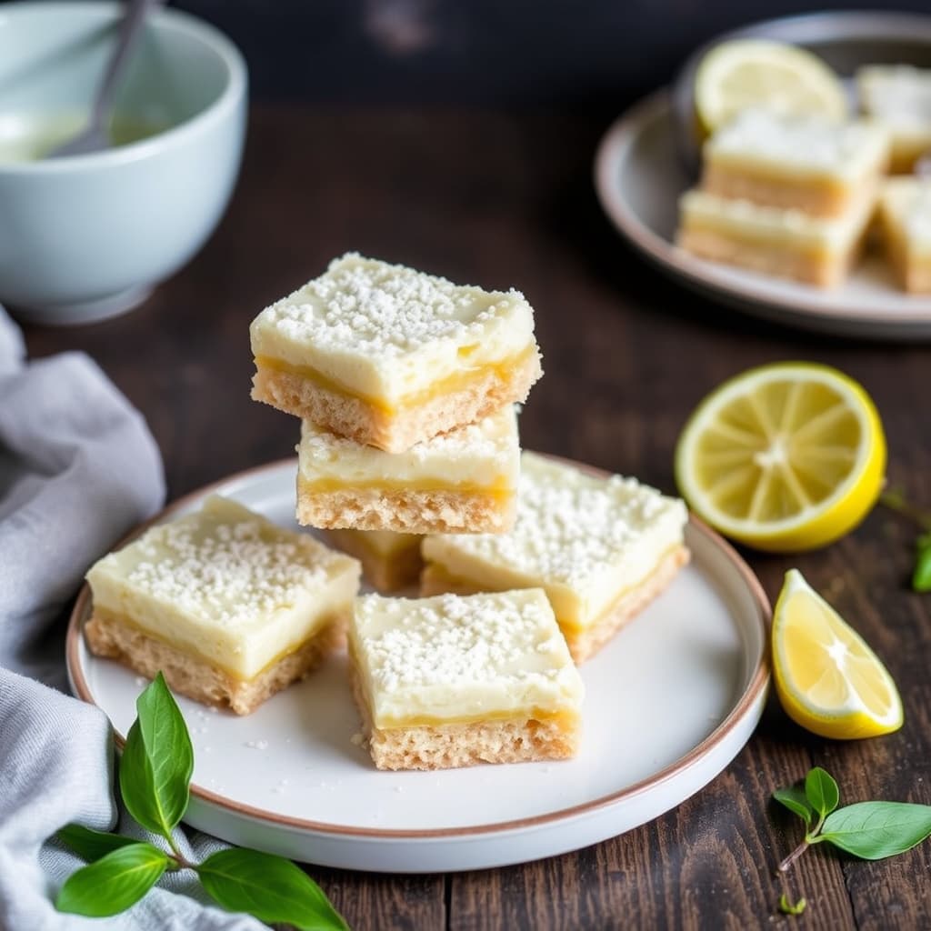 Lemongrassbarer med kokosnøttsmørbunn