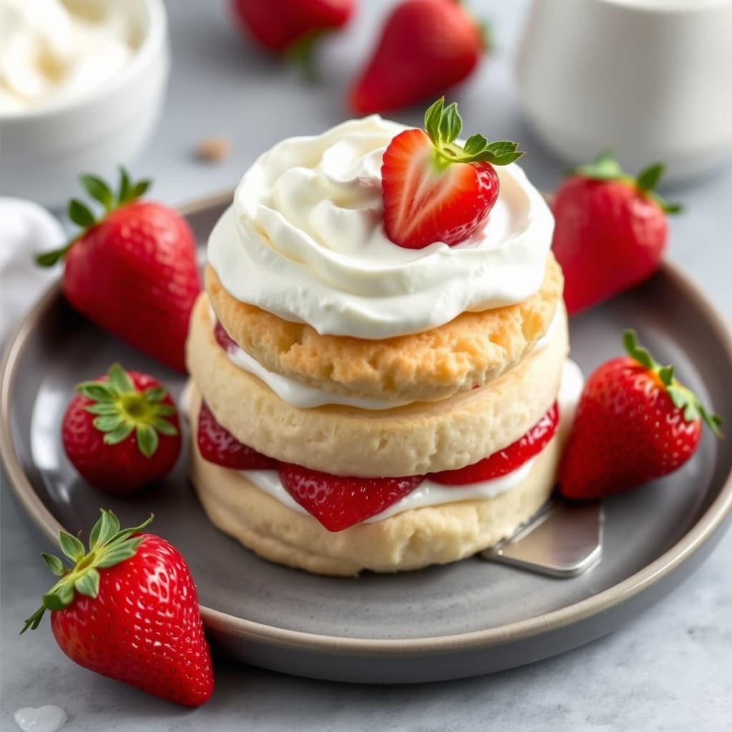 Lett jordbærkake med shortbreadbunn