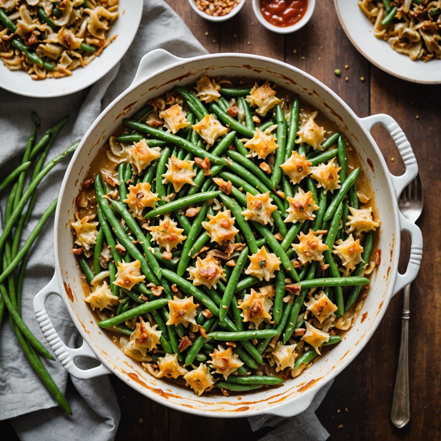 Lett og deilig grønne bønner i ildfast form