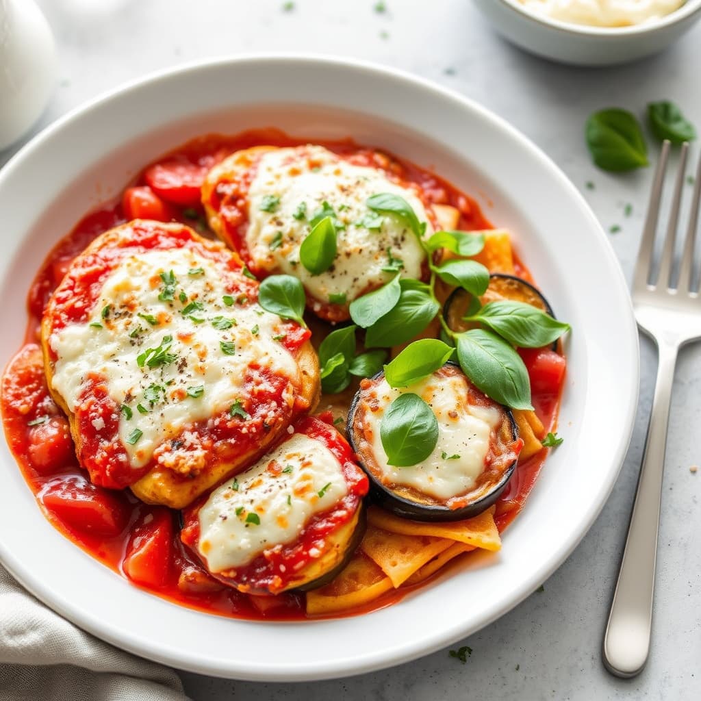 Lettversjon av kylling- og aubergineparmesan