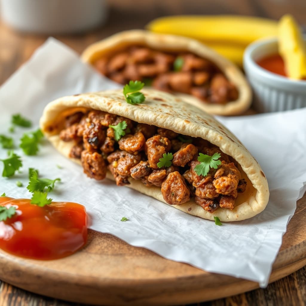 Libanesiske pitabrød fylt med kjøtt (Arayes)