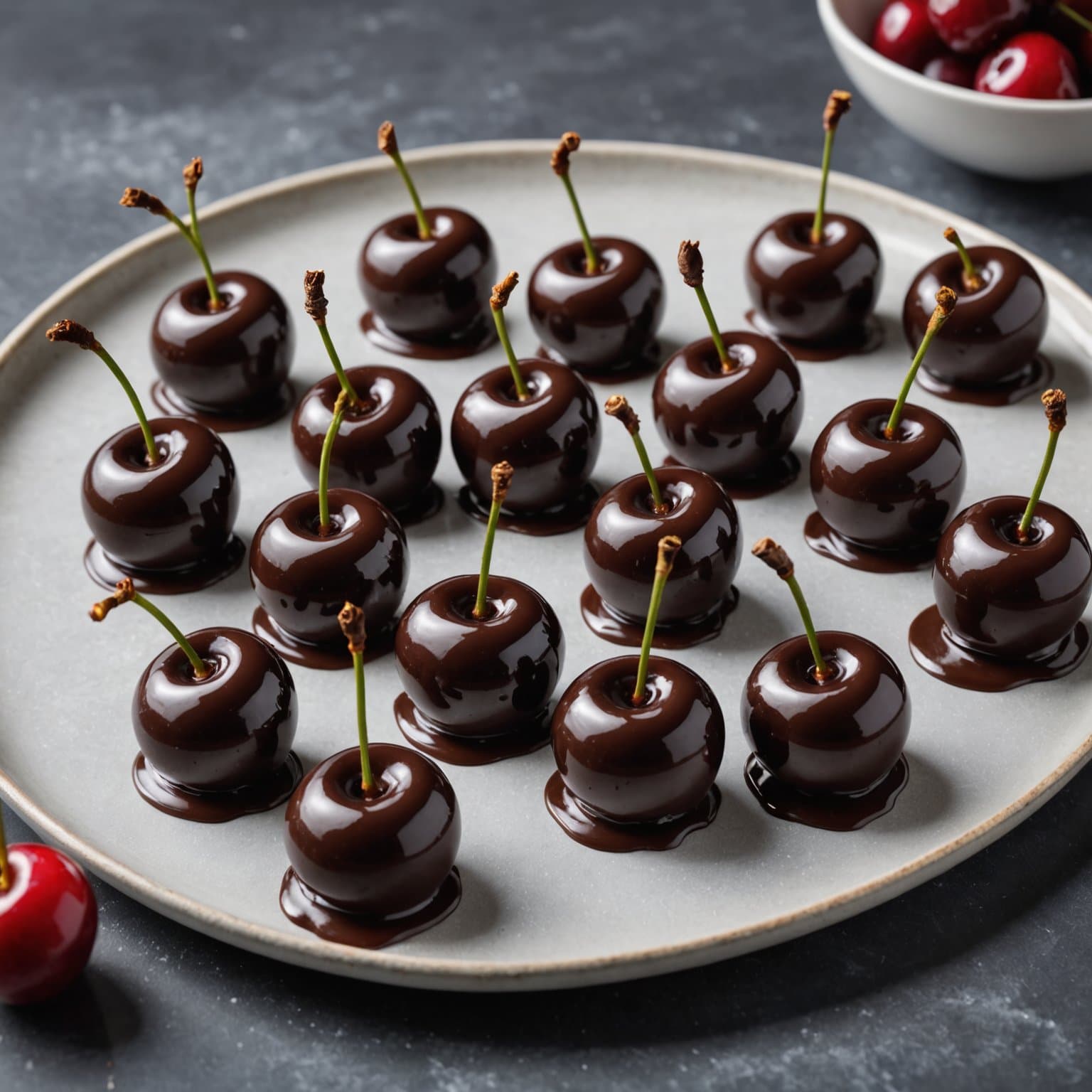 Likør-infusert sjokoladeovertrukne kirsebær
