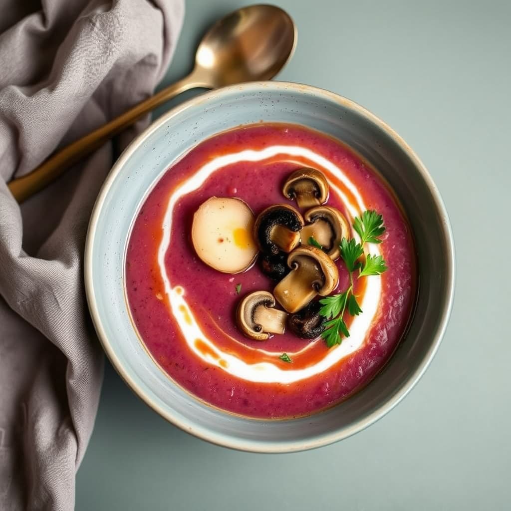 Lilla søtpotetsuppe med saltede sopp