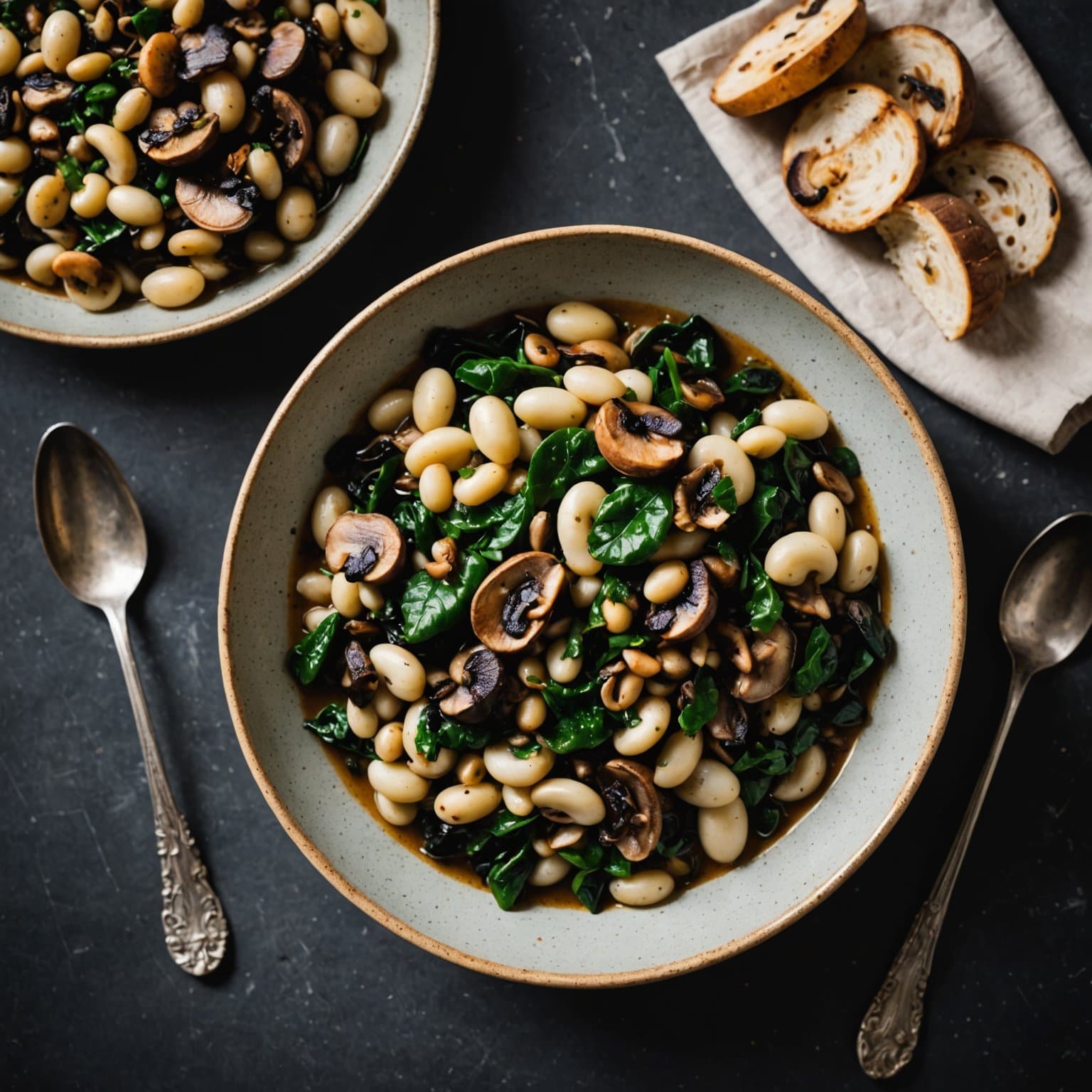 Lima bønner med ville sopp og chard