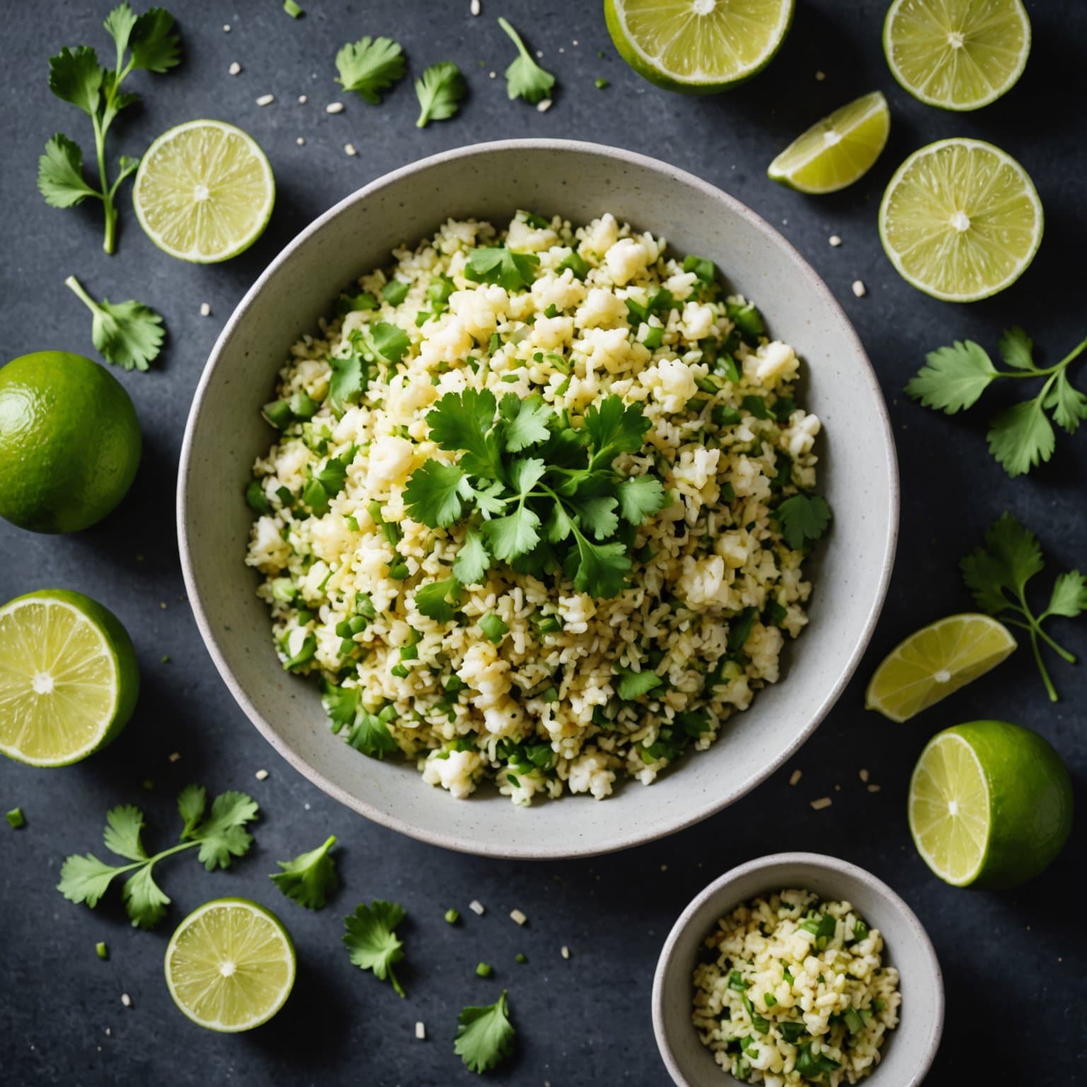 Lime, koriander og blomkål "ris"