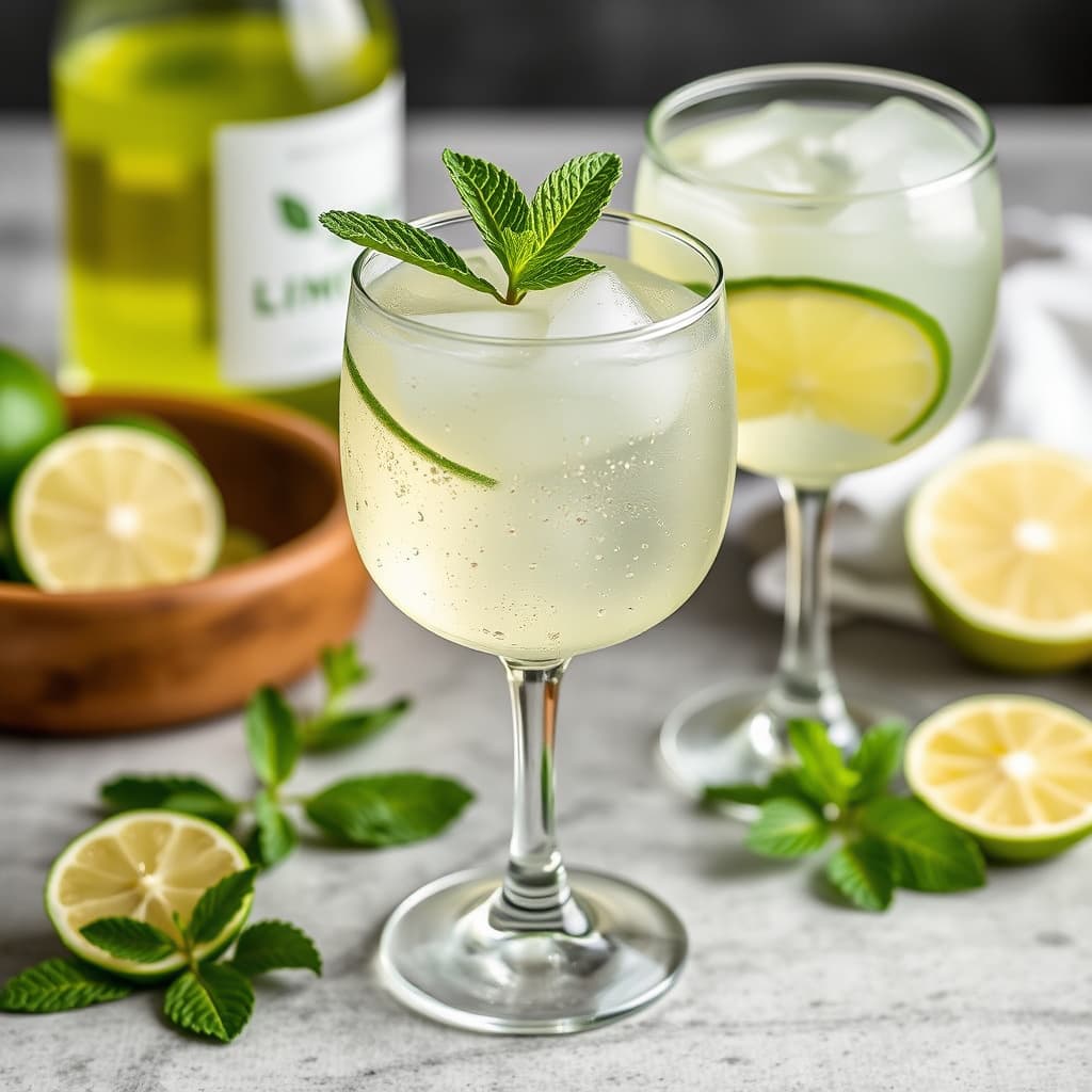 Lime- og appelsinspritzere med mynte