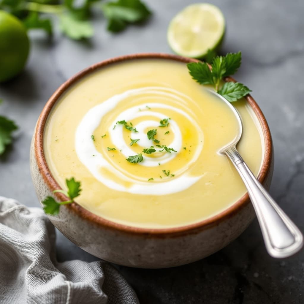 Lime-yoghurtsuppe med sitrongress