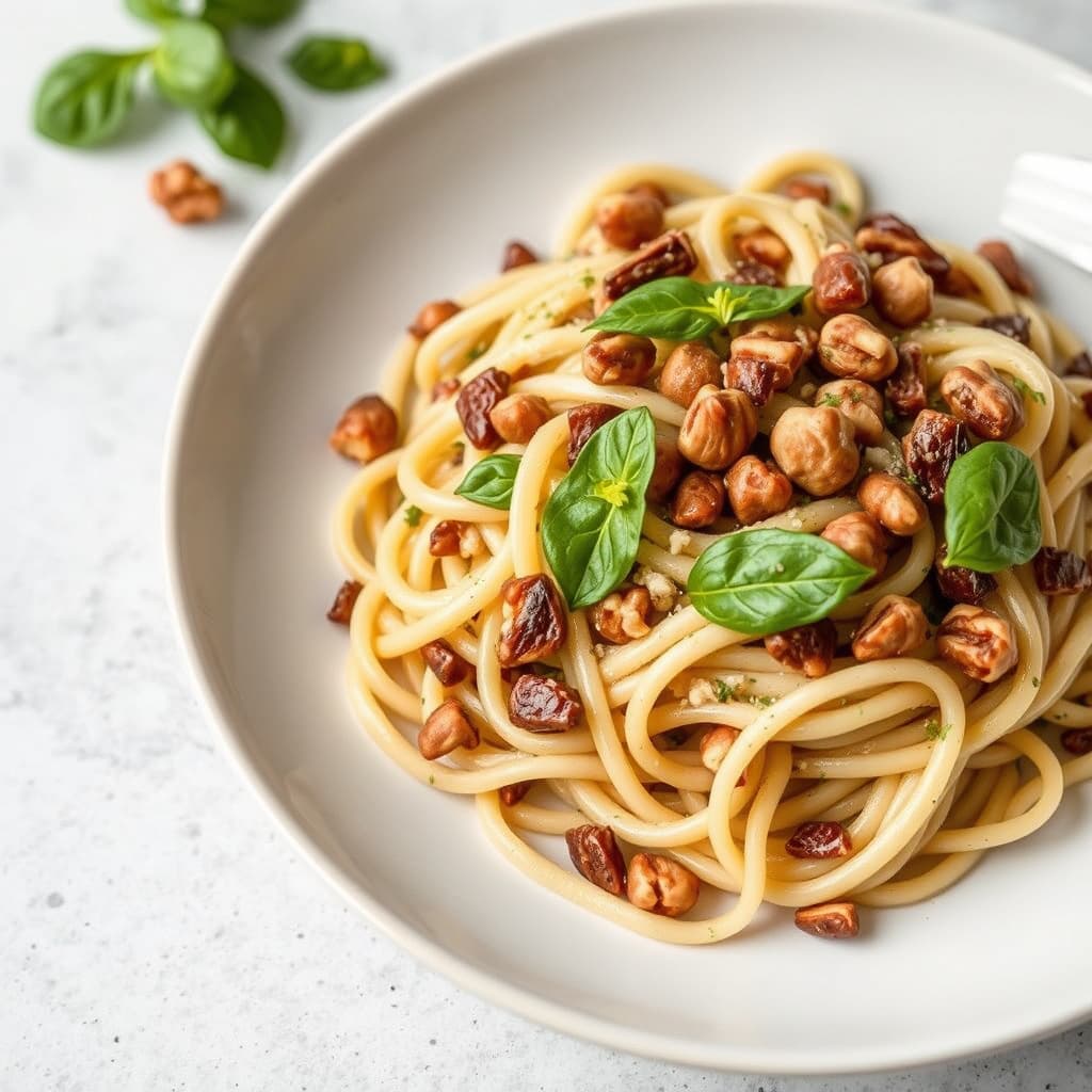 Linguine med ansjos og valnøtter