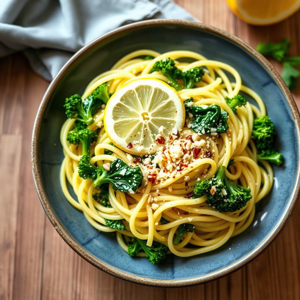 Linguine med brokkoli rabe og sitron