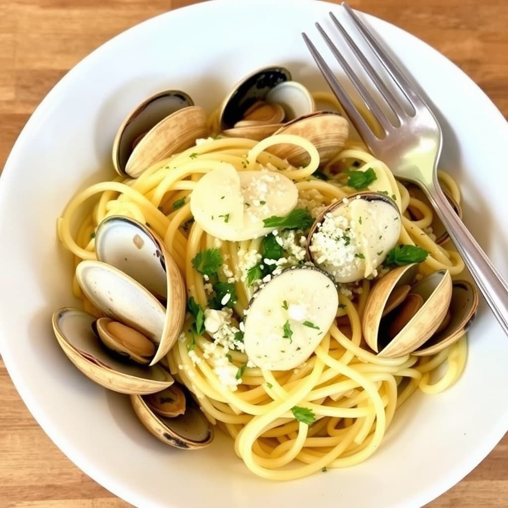 Linguine med hvite kamskjell