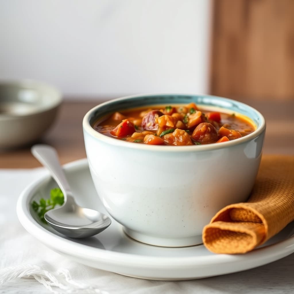 Linsesuppe med krydret italiensk pølse