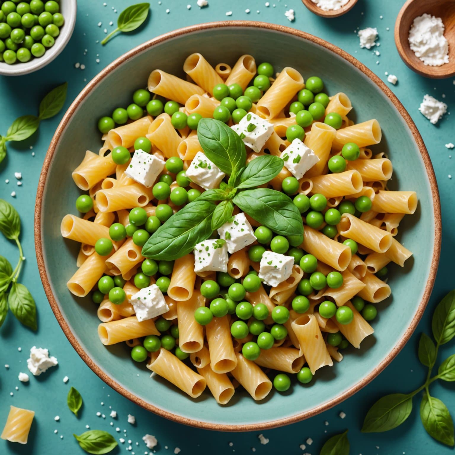 Liten Ears Pasta med erter, mynte og ricotta