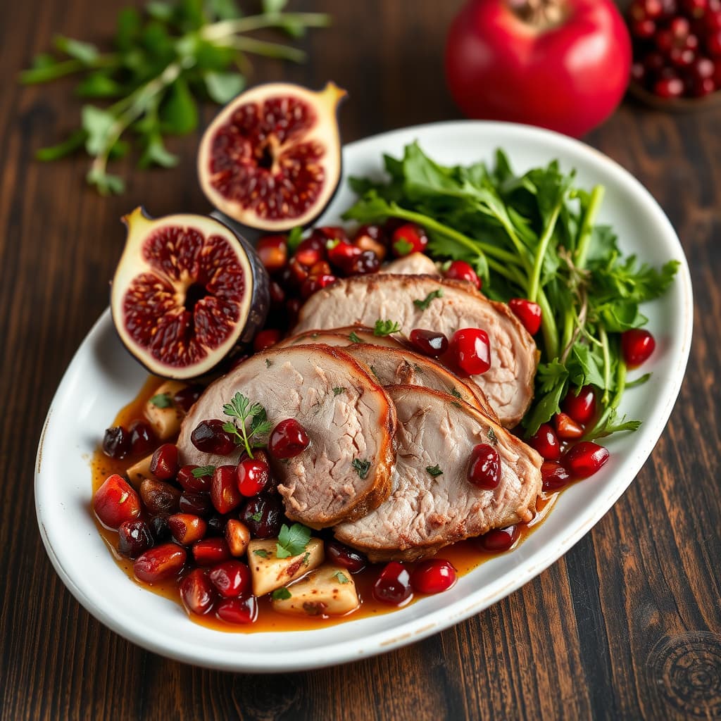 Loin av svin med fiken, granateple og chipotle
