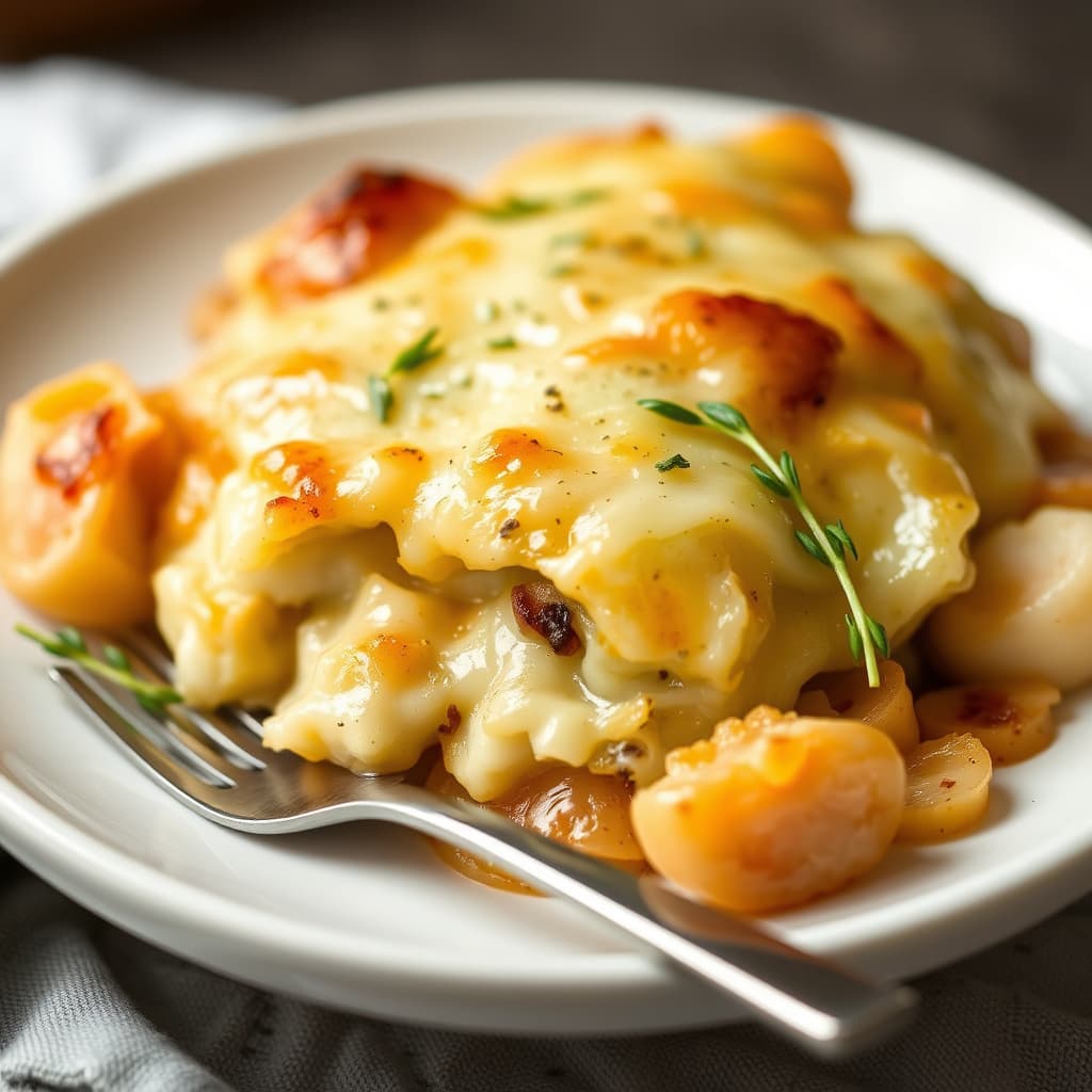 Løk i gratinert ostesaus