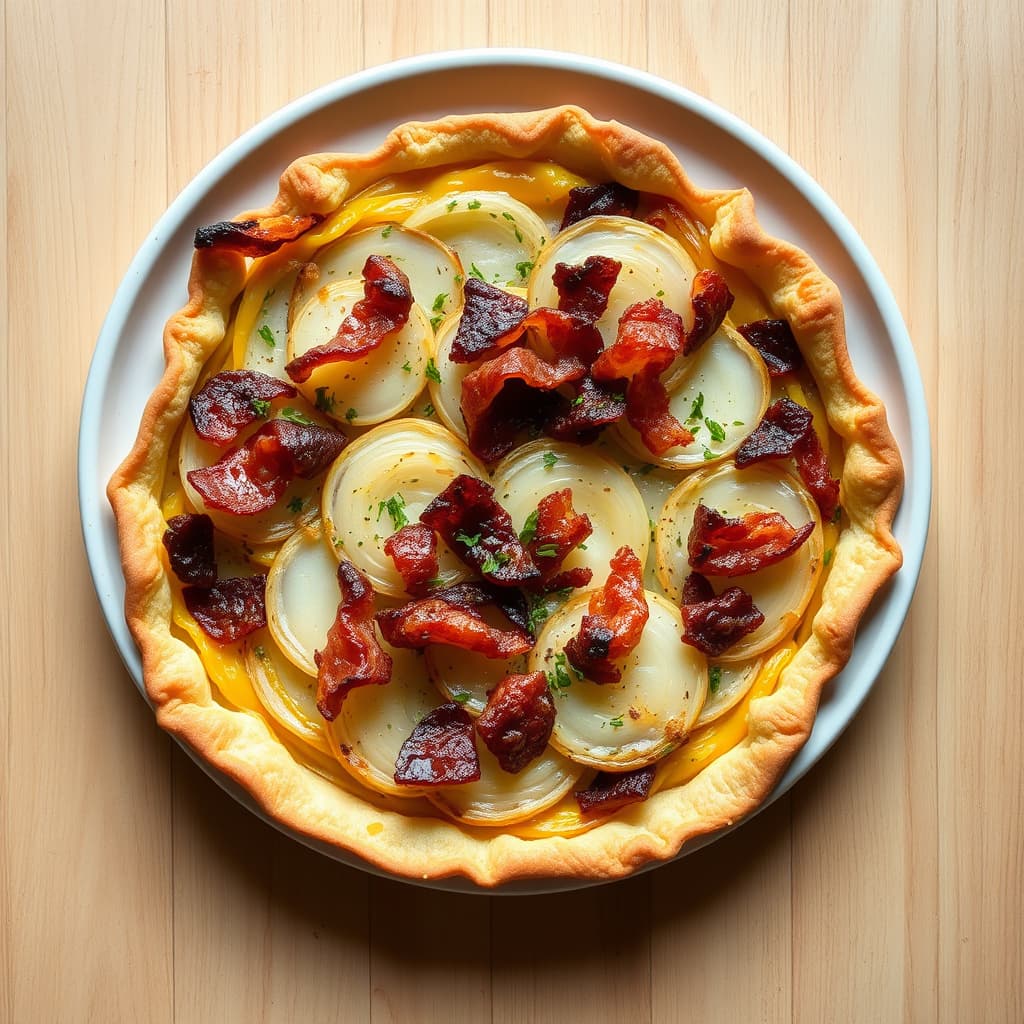 Løk- og baconpai