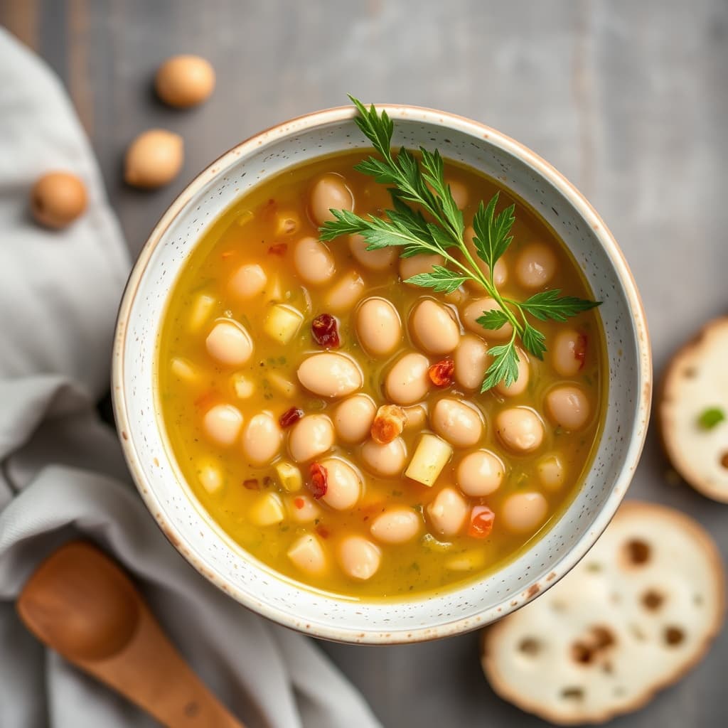 Løksuppe med cannellinibønner