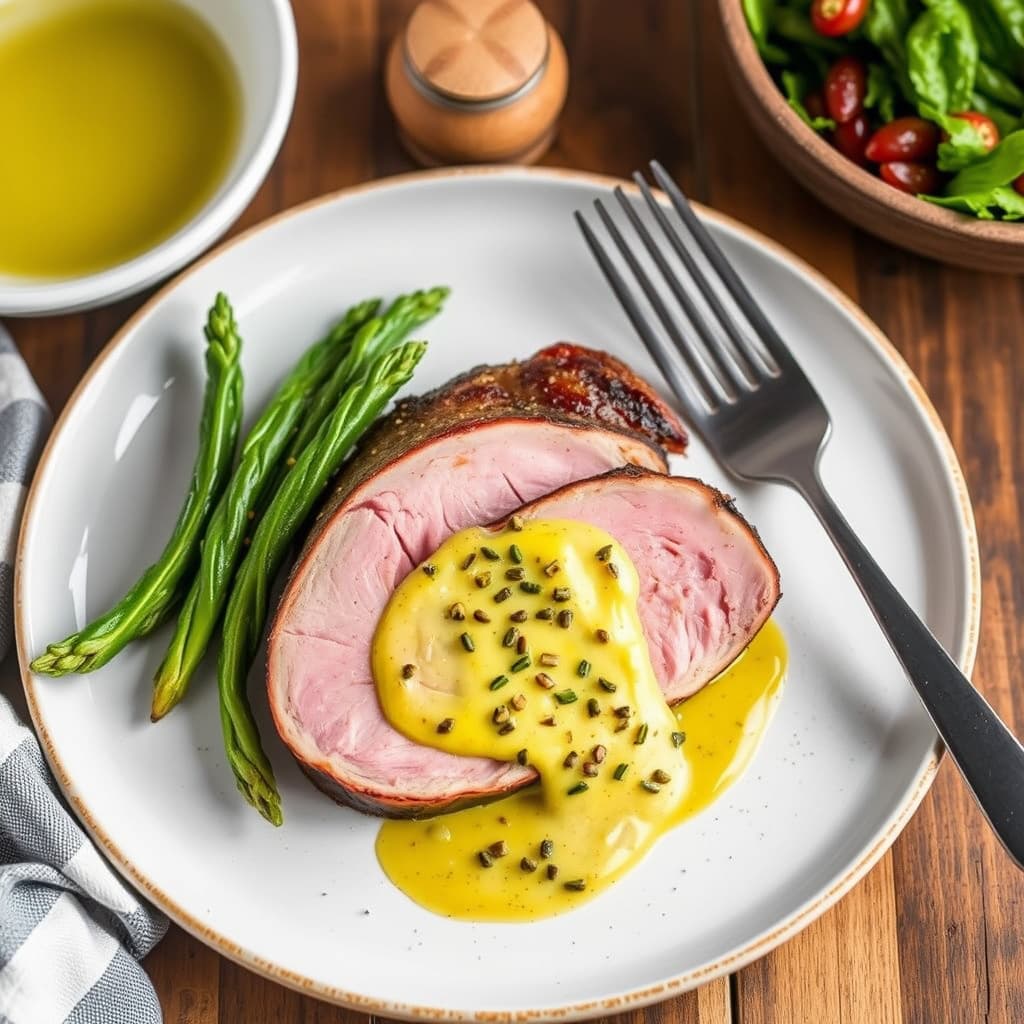 London Broil med grønn pepperkornsmør