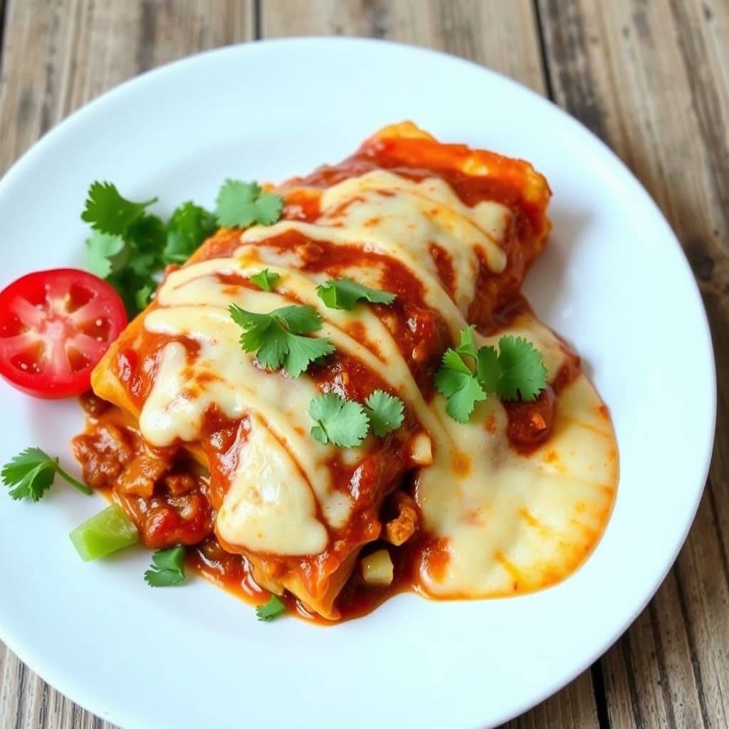 Lydias røde enchiladas med chorizo