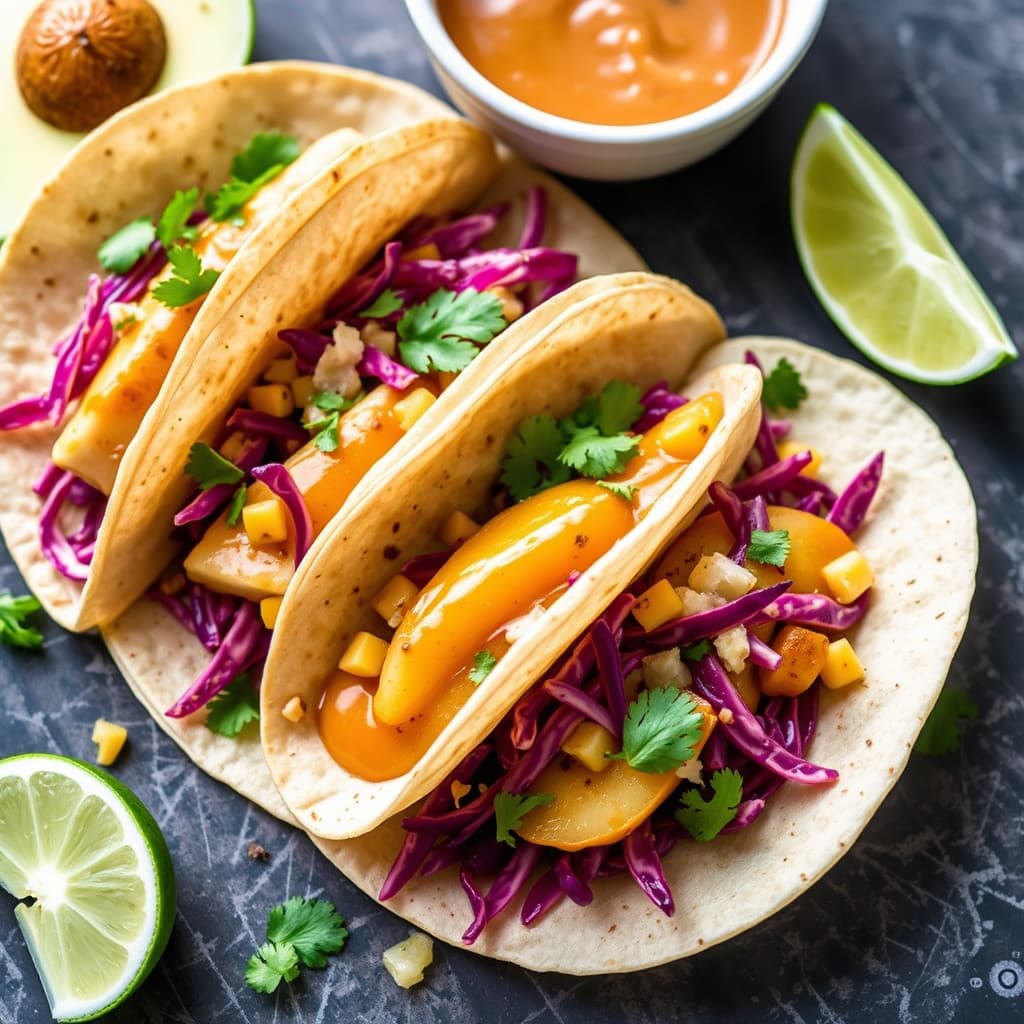 Mahi Mahi-fisketacos med chipotle-kål og ristet ananas-saus