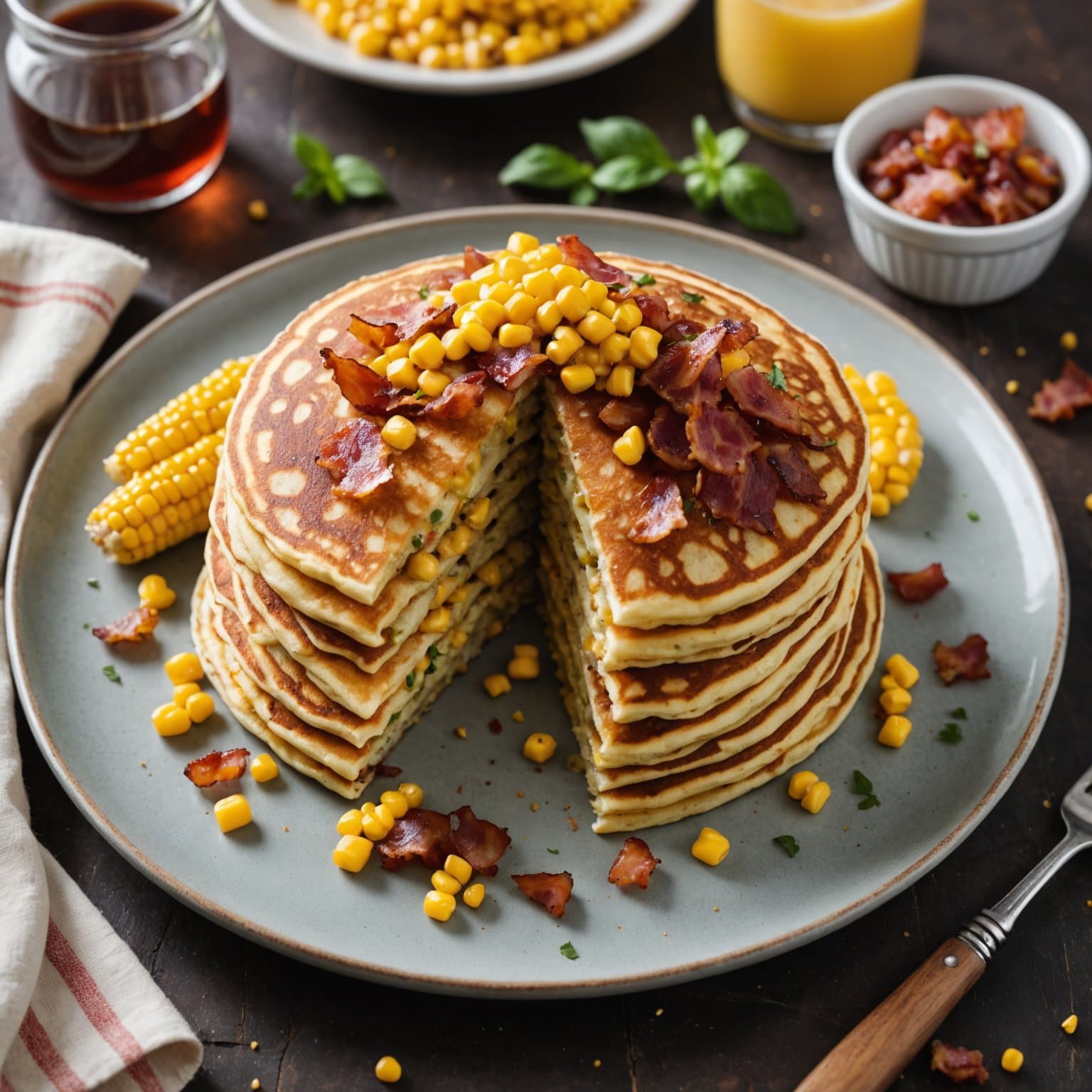 Mais- og baconpannekaker