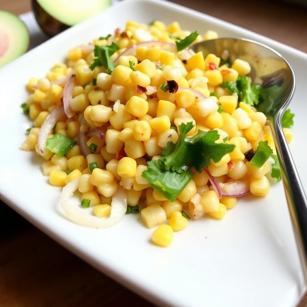 Mais- og Vidalia-løksalat