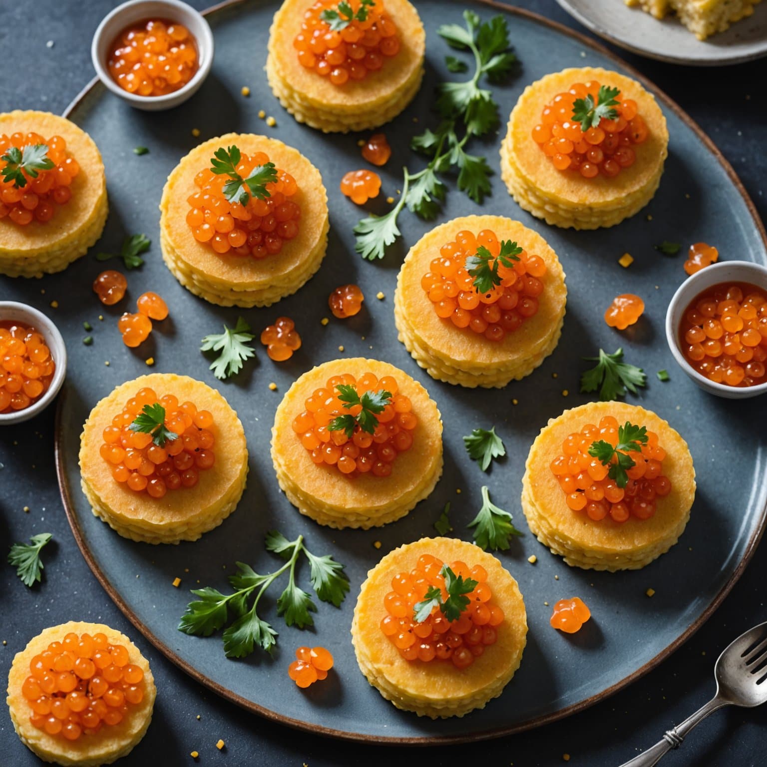 Maiskaker med laksikaviar