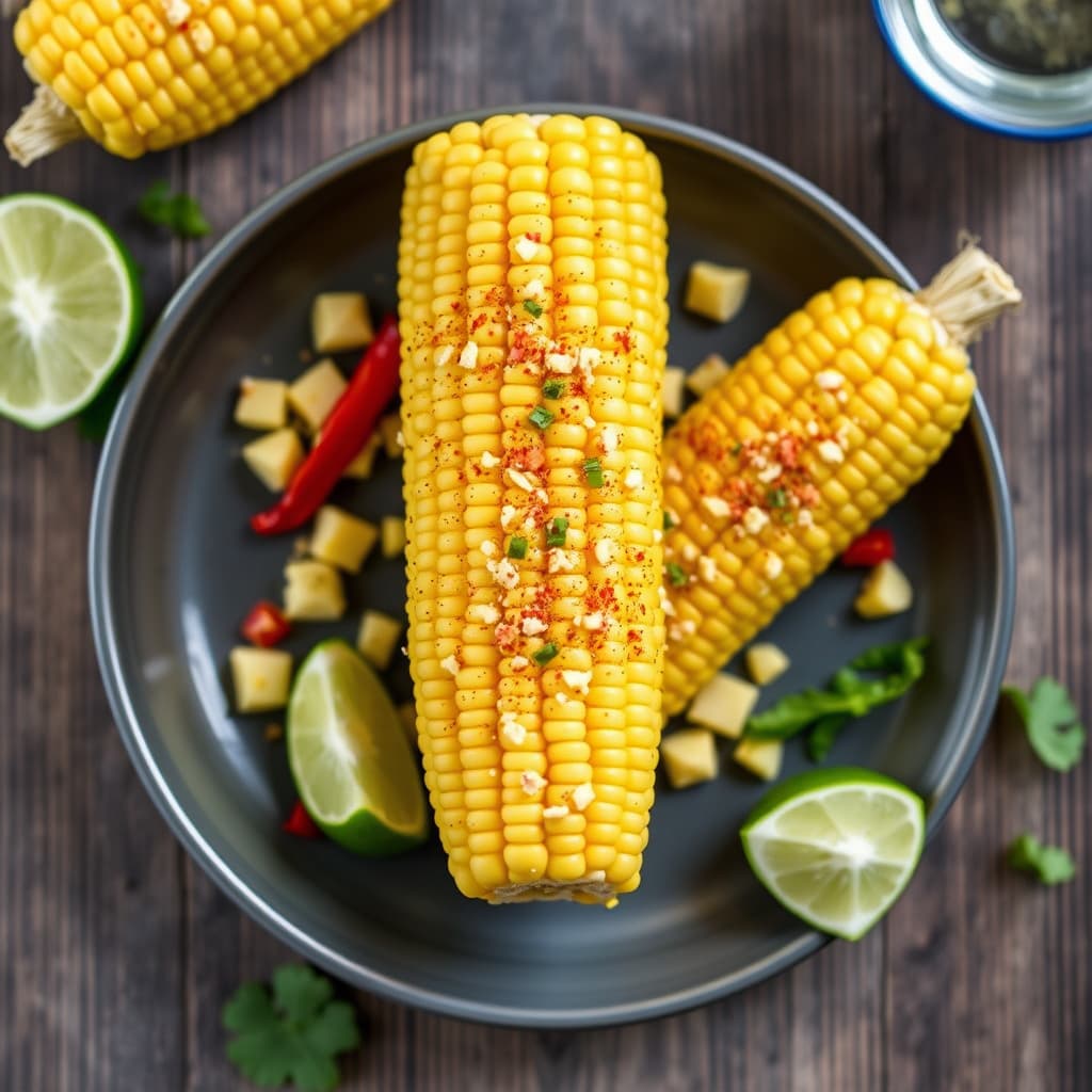 Maiskolbe med cayennepepper og lime