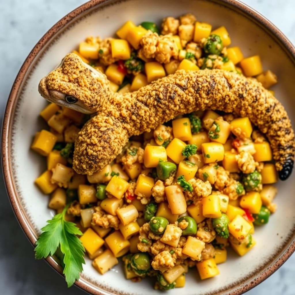 Maiskornpanert rattlesnake med kaktus-mais-succotash