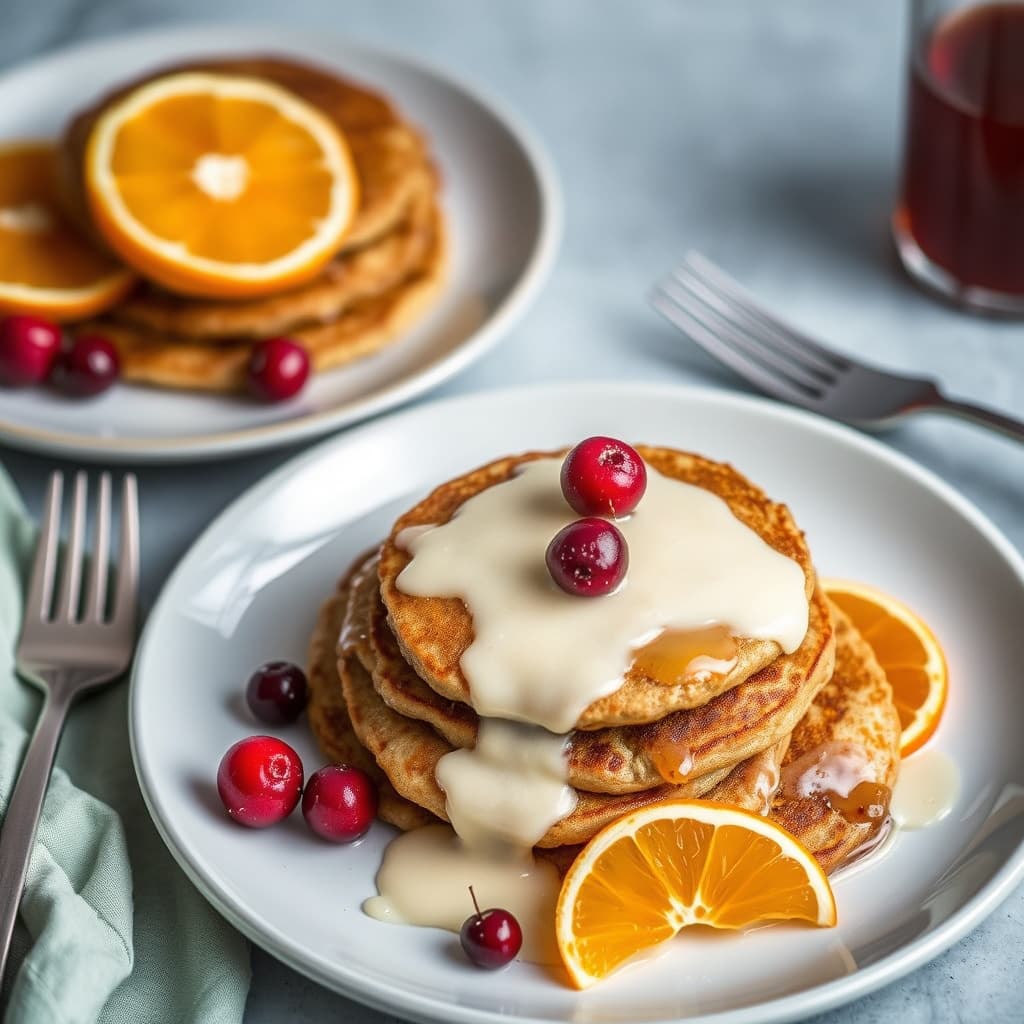 Maispannekaker med glasert appelsin og tranebær