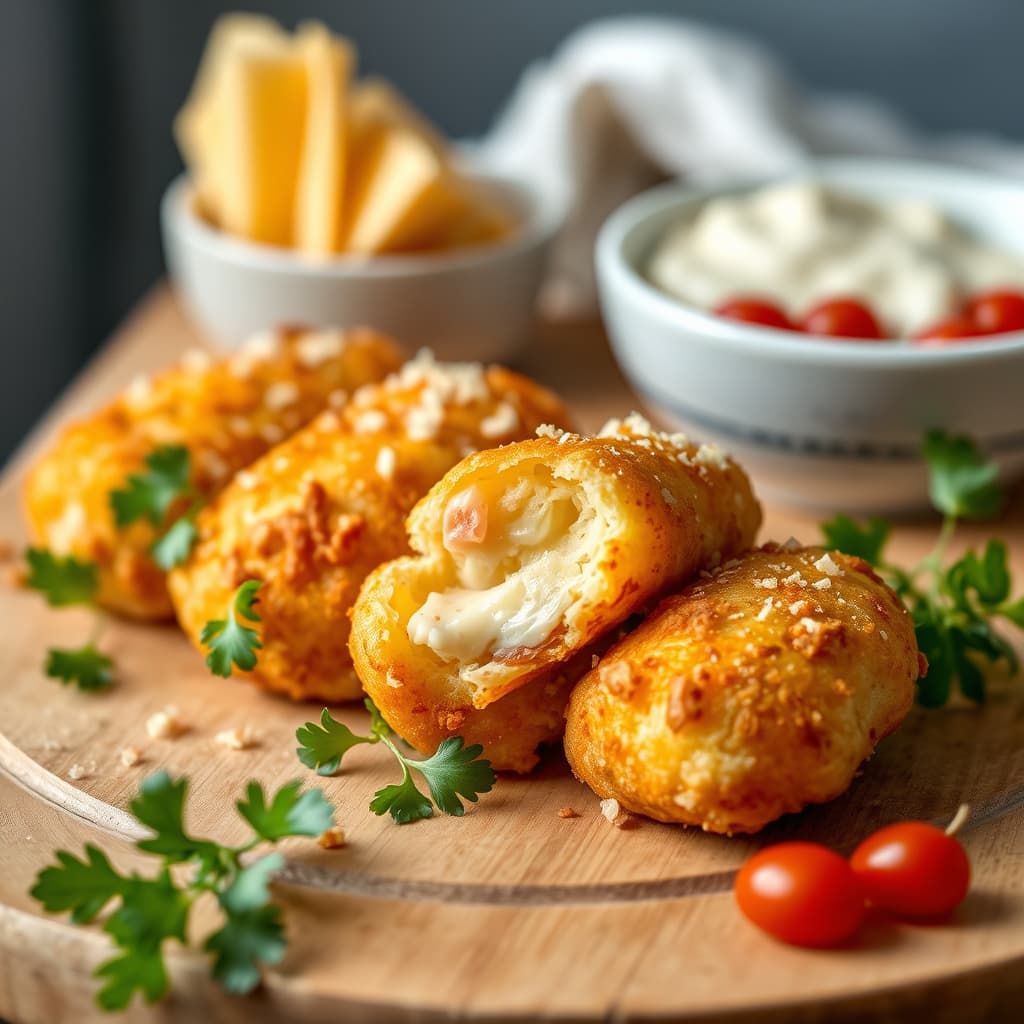 Manchego- og skinke-croquetas