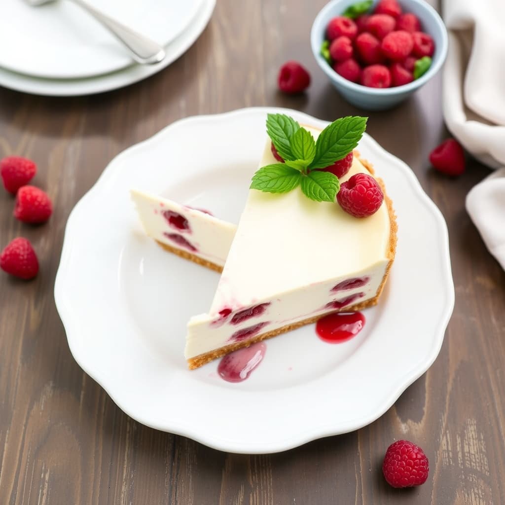 Mandelbunn med bringebærkremostkake