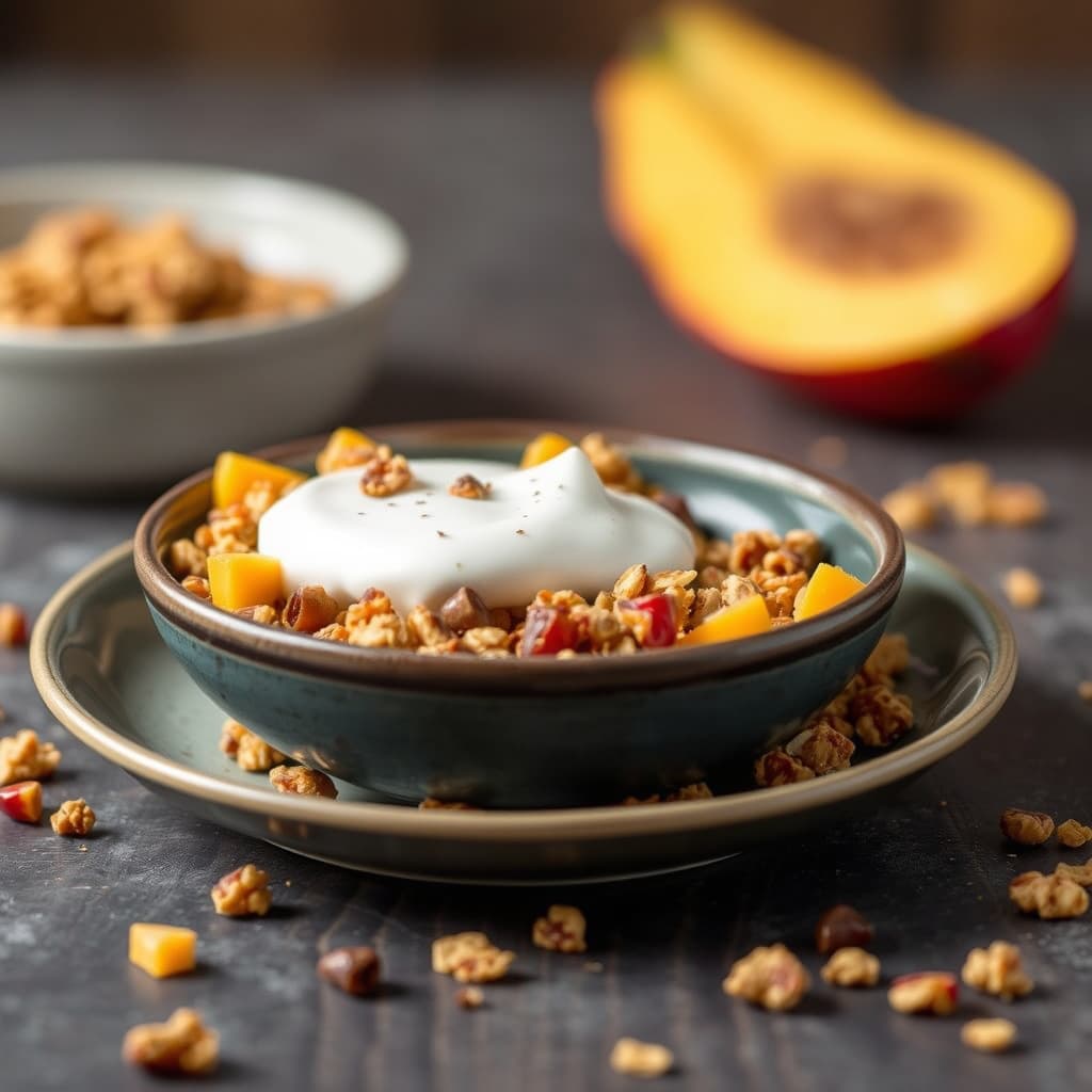 Mango-Agave-Granola med gresk yoghurt