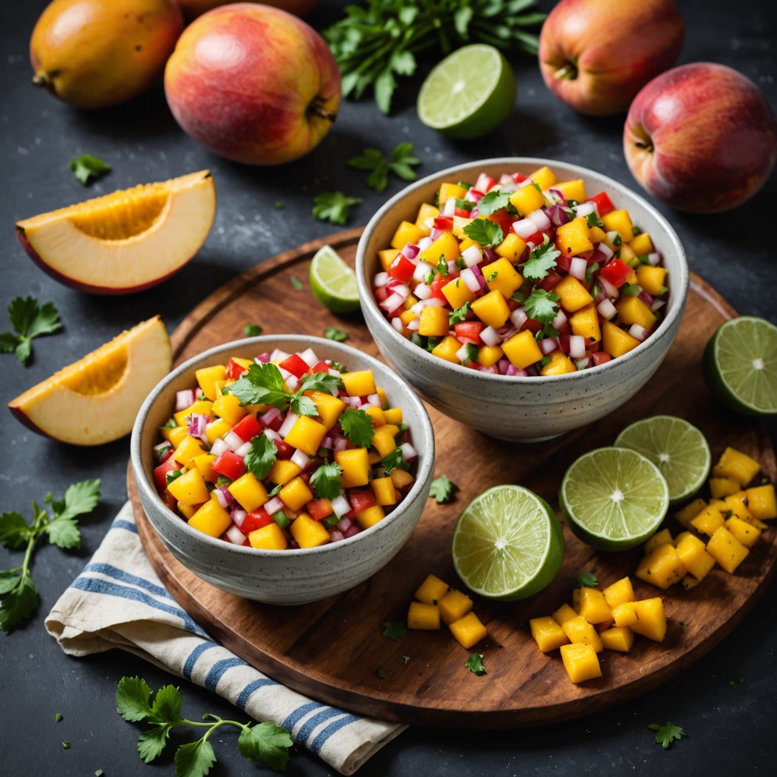 Mango-, fersken- og ananassalsa