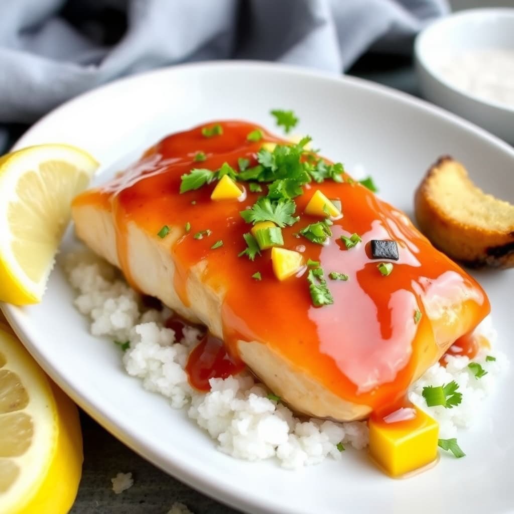 Mango-glasur til fisk, kylling eller svin