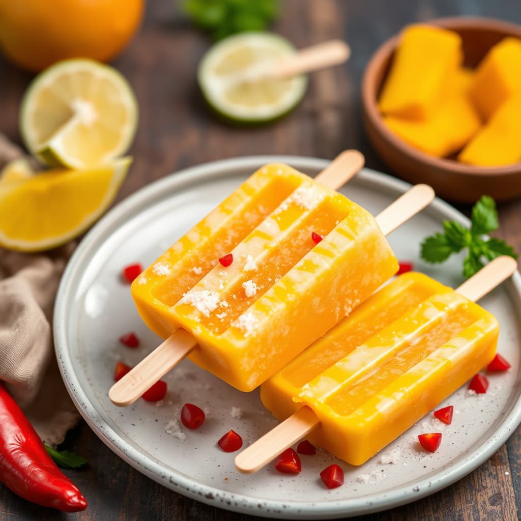 Mango med chili-popsicles