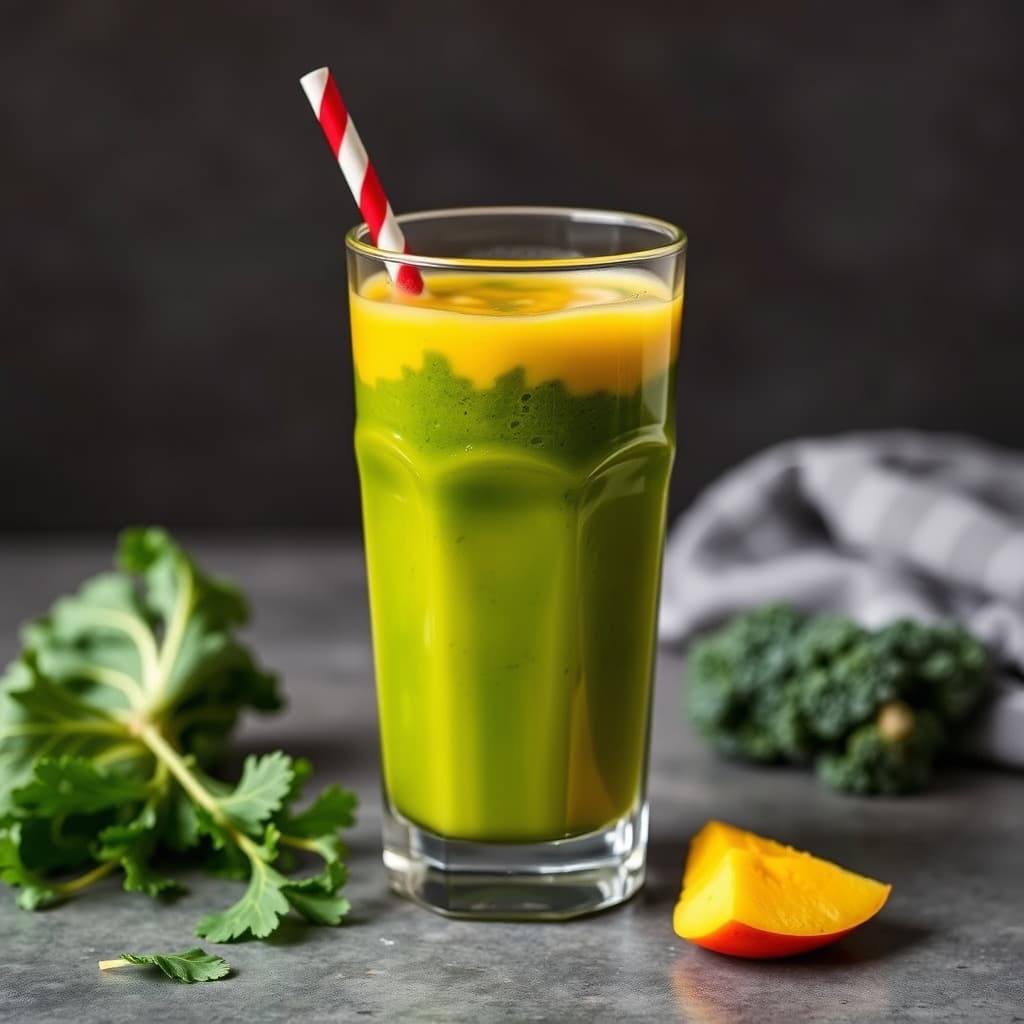 Mango- og grønnkåljuice