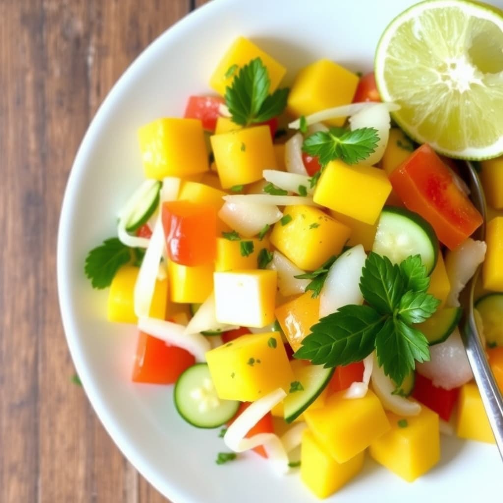 Mangosalat med jicama og agurk (Mango-Jicama og agurksalat)